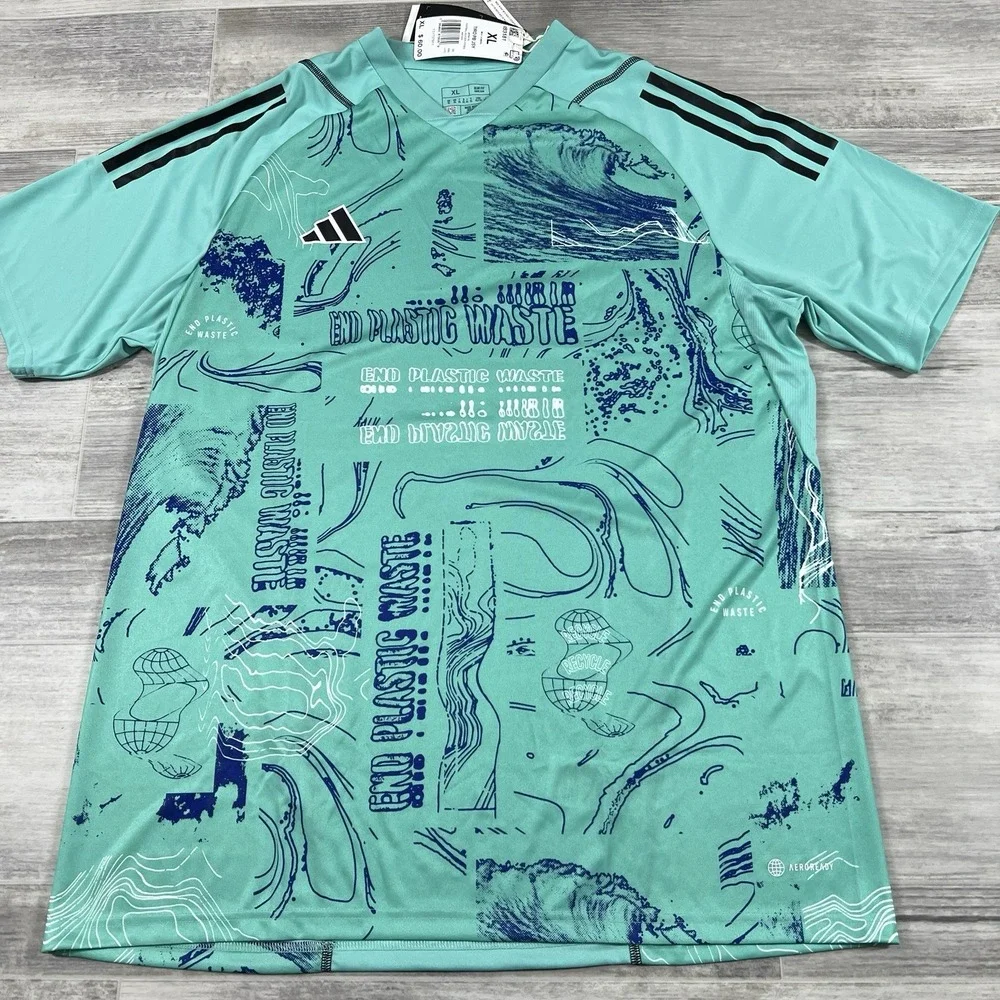 Adidas Tiro PrimeBlue Sz XL Parley Soccer Jersey Mint Green Blue IB3181 Athletic